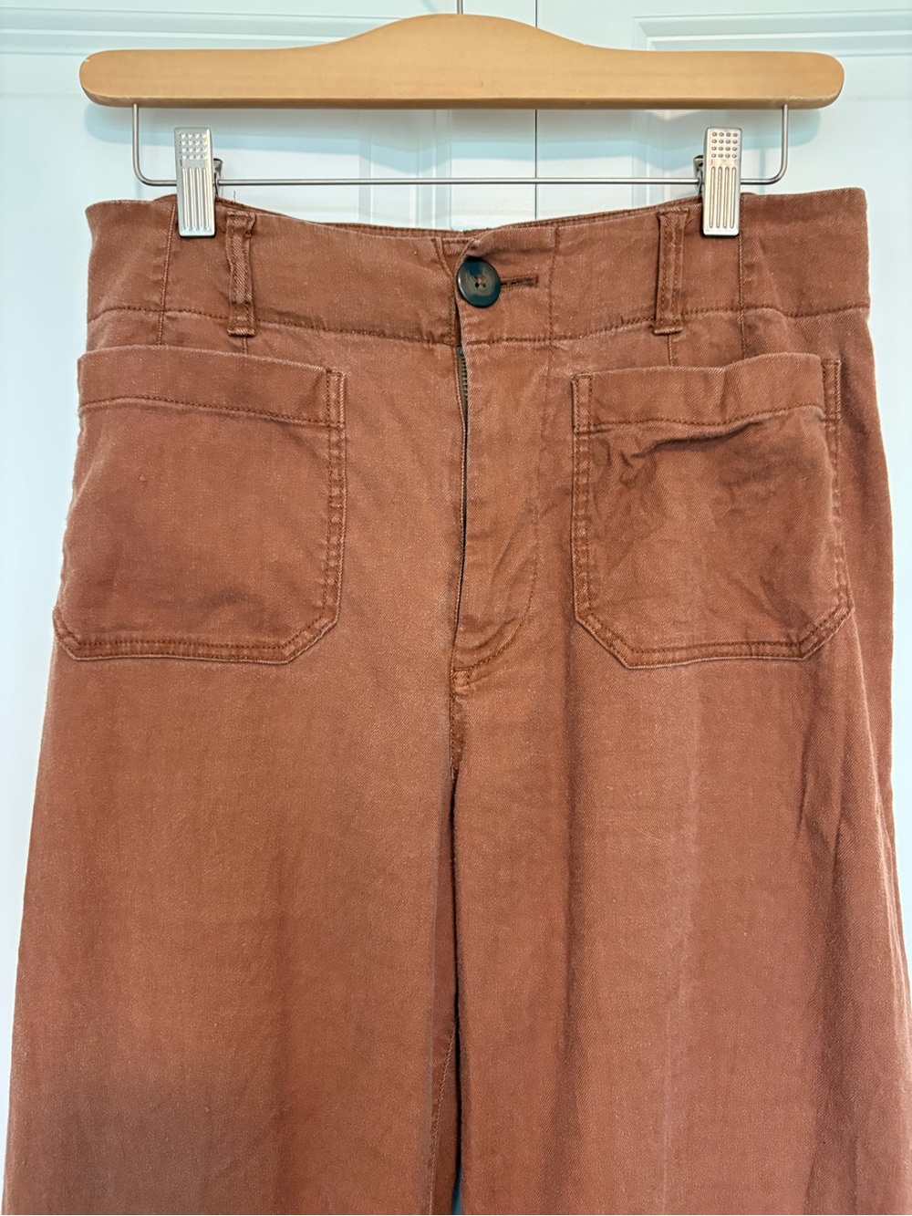 Maeve The Colette Wide Leg Pants Women 28 Linen Blend brown Boho - Picture 2 of 12
